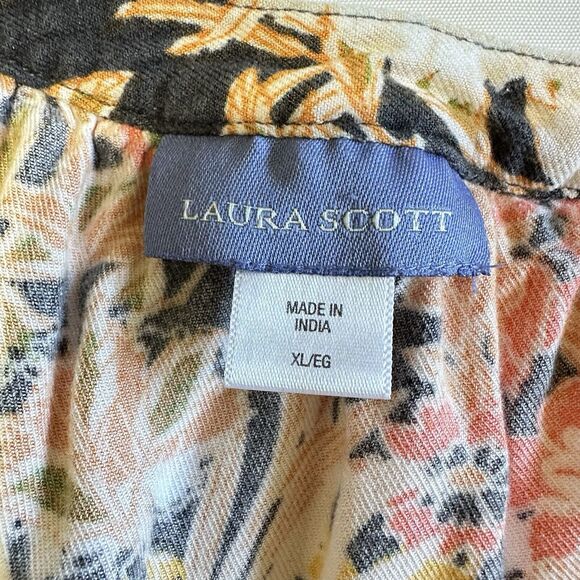 Laura Scott Blouse Top Womens Size XL  Floral V Neck Long Sleeve Pullover Top - Picture 10 of 11